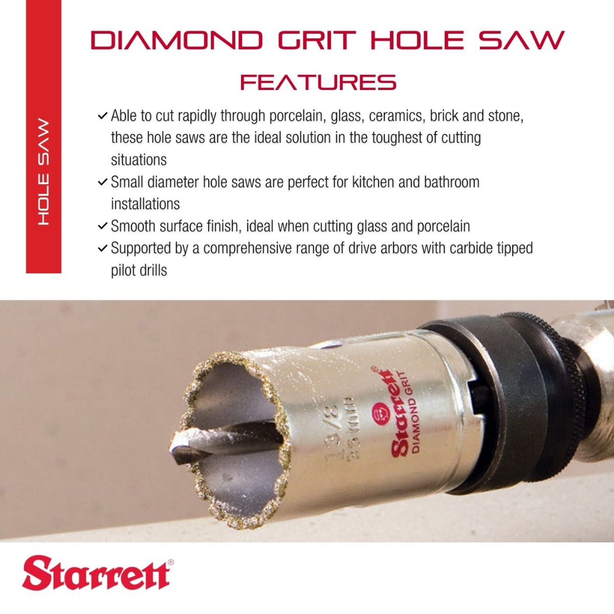 Starrett KD0334-N 3.3/4-Inch Diamond Grit Holesaw