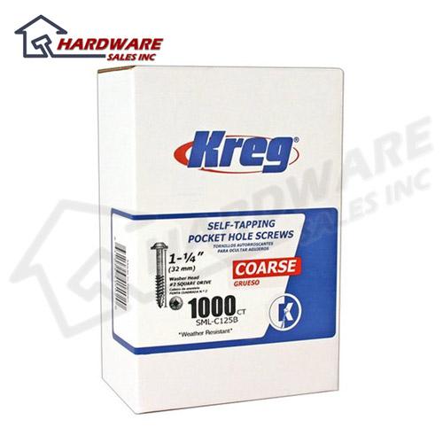 Kreg SML C125B 1000 1.25 IN Pocket Hole Screws 1000 count  