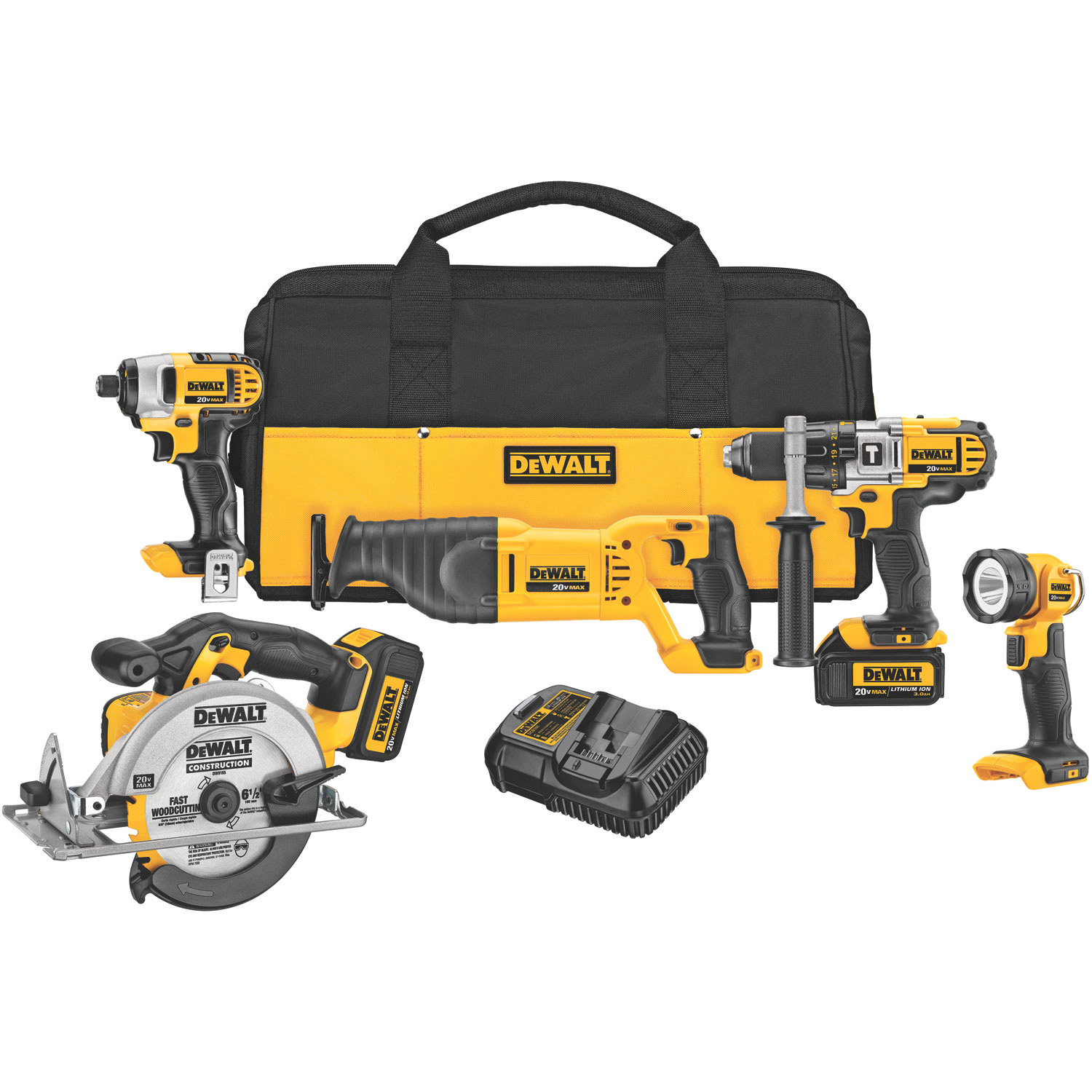 DEWALT DCK590L2 20 Volt MAX Li Ion 3.0 Ah 5 Tool Combo Kit  